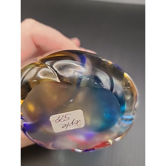 Vintage Clear‎ And Swirl Glass Cat Gold Fish Bowl Blue Paperweight Figure  4 In - Picture 10 of 10